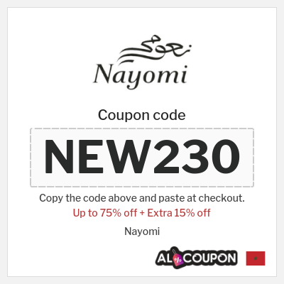 Coupon for Nayomi (NEW230) Up to 75% off + Extra 15% off