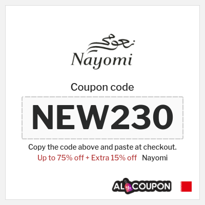 Coupon for Nayomi (NEW230) Up to 75% off + Extra 15% off
