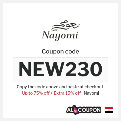 Coupon for Nayomi (NEW230) Up to 75% off + Extra 15% off