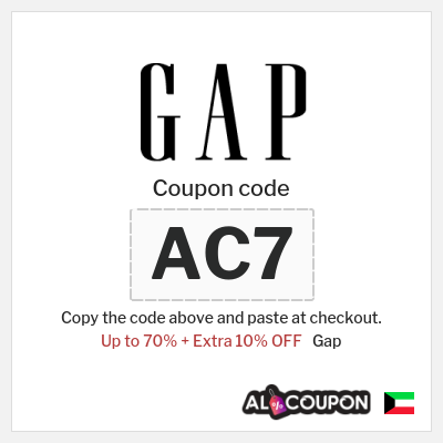 Coupon for Gap (AC7) Up to 70% + Extra 10% OFF