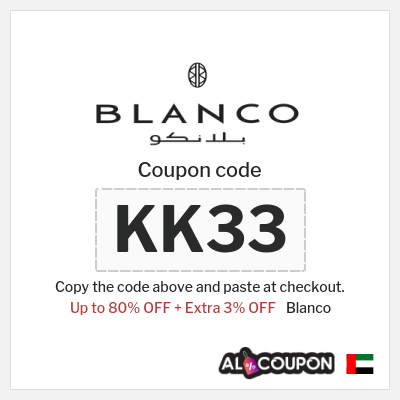Coupon for Blanco (KK33) Up to 80% OFF + Extra 3% OFF