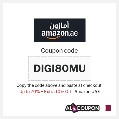 Coupon for Amazon UAE (DIGI80MU) Up to 70% + Extra 10% Off