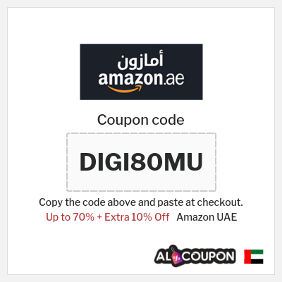 Coupon for Amazon UAE (DIGI80MU) Up to 70% + Extra 10% Off