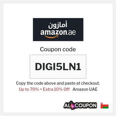Coupon for Amazon UAE (DIGI5LN1) Up to 70% + Extra 10% Off