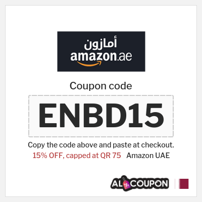 Coupon for Amazon UAE (ENBD15) 15% OFF, capped at QR 75