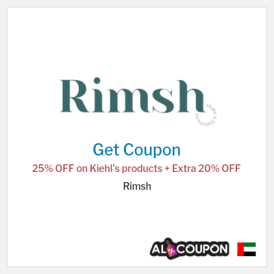 Coupon for Rimsh 25% OFF on Kiehl's products + Extra 20% OFF