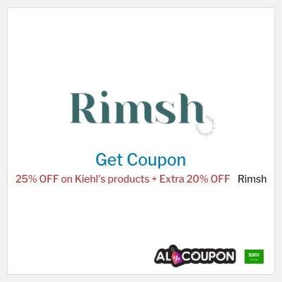 Coupon for Rimsh 25% OFF on Kiehl's products + Extra 20% OFF