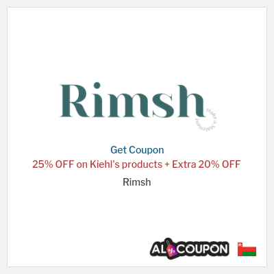 Coupon for Rimsh 25% OFF on Kiehl's products + Extra 20% OFF