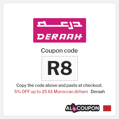 Deraah Coupon (R8) Deraah Discount Code Morocco