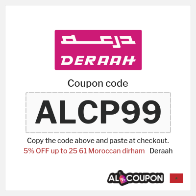 Deraah Coupon (ALCP99) Deraah Discount Code Morocco