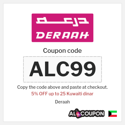 Coupon for Deraah (ALC99) 5% OFF up to 25 Kuwaiti dinar