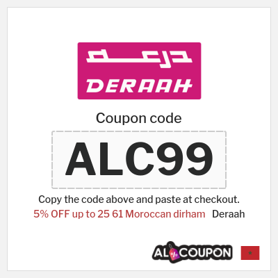 Deraah Coupon (ALC99) Deraah Discount Code Morocco