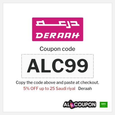 Coupon for Deraah (ALC99) 5% OFF up to 25 Saudi riyal