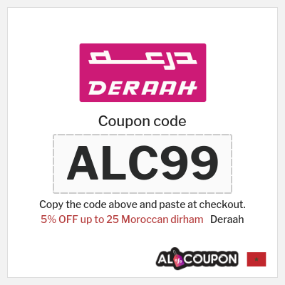 Deraah Coupon (ALC99) Deraah coupon code Morocco 2025