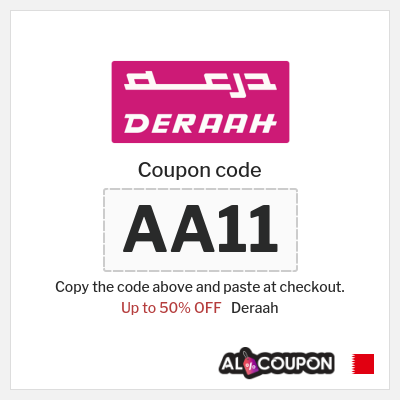Coupon for Deraah (AA11) Up to 50% OFF