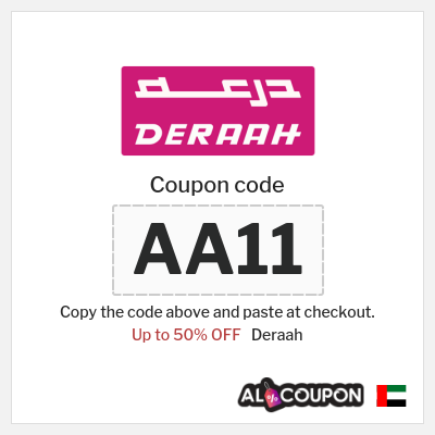Coupon for Deraah (AA11) Up to 50% OFF