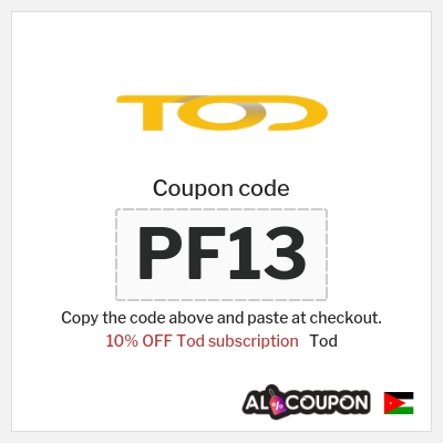 Coupon for Tod (PF13) 10% OFF Tod subscription