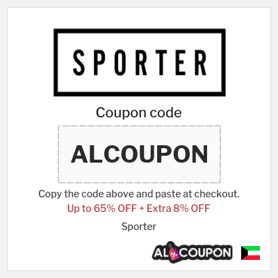 Coupon for Sporter (ALCOUPON) Up to 65% OFF + Extra 8% OFF