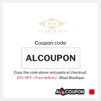Coupon for Ghazi Boutique (ALCOUPON) 10% OFF + Free delivery