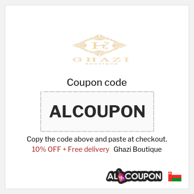 Coupon for Ghazi Boutique (ALCOUPON) 10% OFF + Free delivery