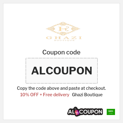 Coupon for Ghazi Boutique (ALCOUPON) 10% OFF + Free delivery