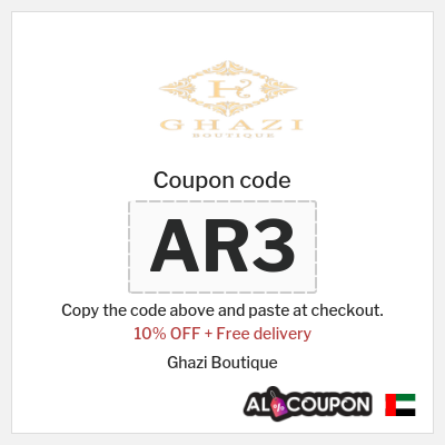 Coupon for Ghazi Boutique (AR3) 10% OFF + Free delivery