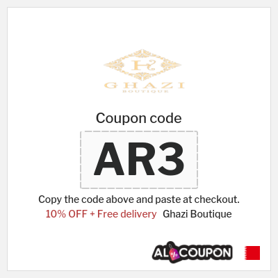 Coupon for Ghazi Boutique (AR3) 10% OFF + Free delivery