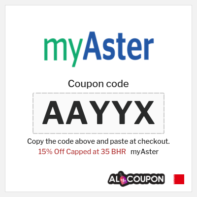 Coupon discount code for myAster Up to 15% OFF