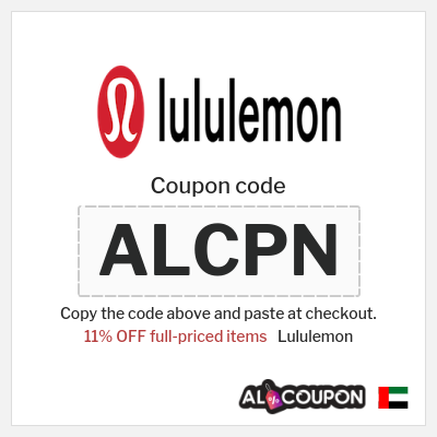 Coupon for Lululemon (ALCPN) 11% OFF full-priced items