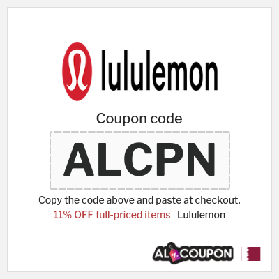 Coupon for Lululemon (ALCPN) 11% OFF full-priced items