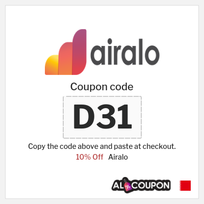 Airalo Coupon (D31) Airalo Discount Code 2026