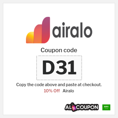 Coupon for Airalo (D31) 10% Off