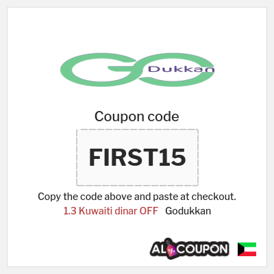 Coupon for Godukkan (FIRST15) 1.3 Kuwaiti dinar OFF