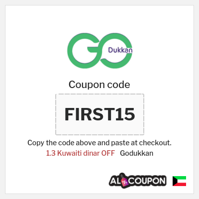 Coupon for Godukkan (FIRST15) 1.3 Kuwaiti dinar OFF
