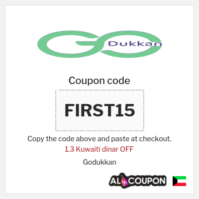 Coupon for Godukkan (FIRST15) 1.3 Kuwaiti dinar OFF