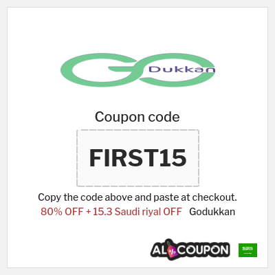 Coupon for Godukkan (FIRST15) 80% OFF + 15.3 Saudi riyal OFF