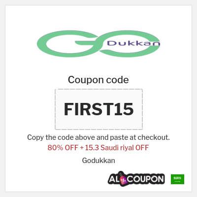 Coupon for Godukkan (FIRST15) 80% OFF + 15.3 Saudi riyal OFF