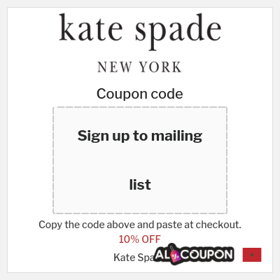 Coupon for Kate Spade (Sign up to mailing list) 10% OFF