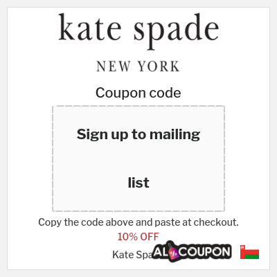 Coupon for Kate Spade (Sign up to mailing list) 10% OFF