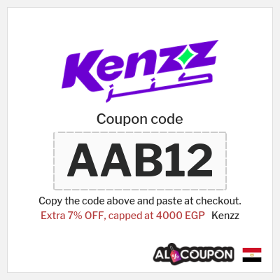 Coupon for Kenzz (AAB12) Extra 7% OFF, capped at 4000 EGP