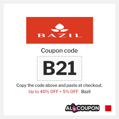 Coupon for Bazil (B21) Up to 40% OFF + 5% OFF