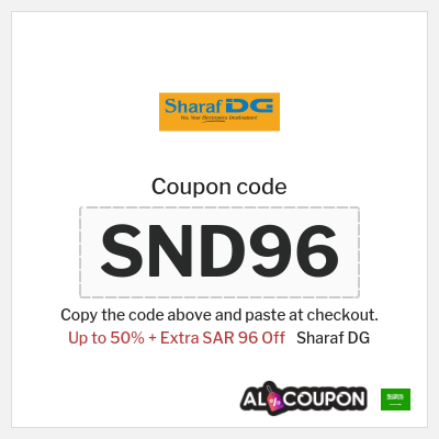 Coupon for Sharaf DG (SND96) Up to 50% + Extra SAR 96 Off