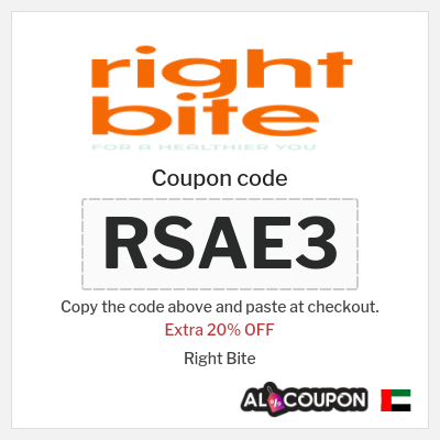 Coupon for Right Bite (RSAE3) Extra 20% OFF