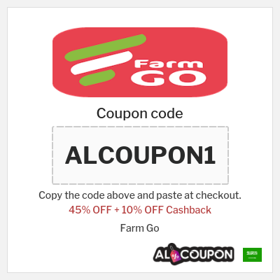 Coupon for Farm Go (ALCOUPON1) 45% OFF + 10% OFF Cashback