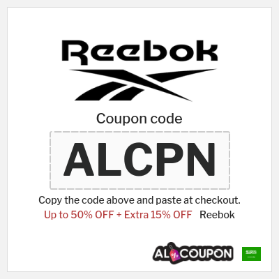 Coupon for Reebok (ALCPN) Up to 50% OFF + Extra 15% OFF