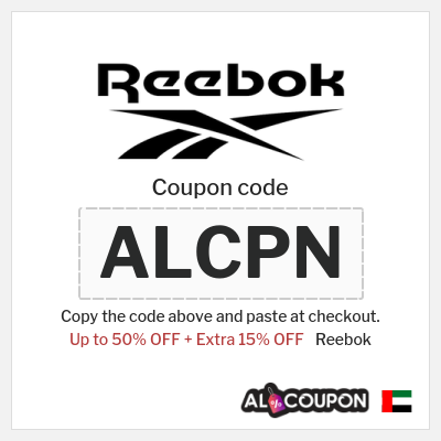 Coupon for Reebok (ALCPN) Up to 50% OFF + Extra 15% OFF