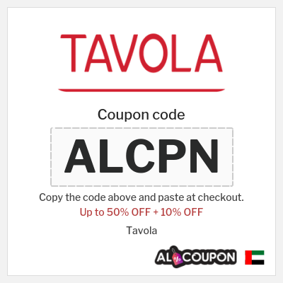 Coupon for Tavola (ALCPN) Up to 50% OFF + 10% OFF
