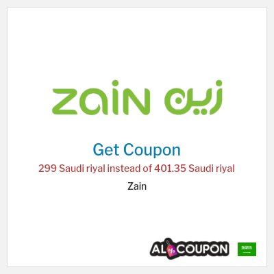 Coupon for Zain 299 Saudi riyal instead of 401.35 Saudi riyal