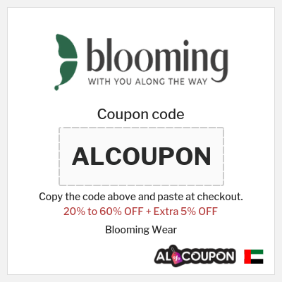 Coupon for Blooming Wear (ALCOUPON) 20% to 60% OFF + Extra 5% OFF