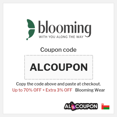 Coupon for Blooming Wear (ALCOUPON) Up to 70% OFF + Extra 3% OFF